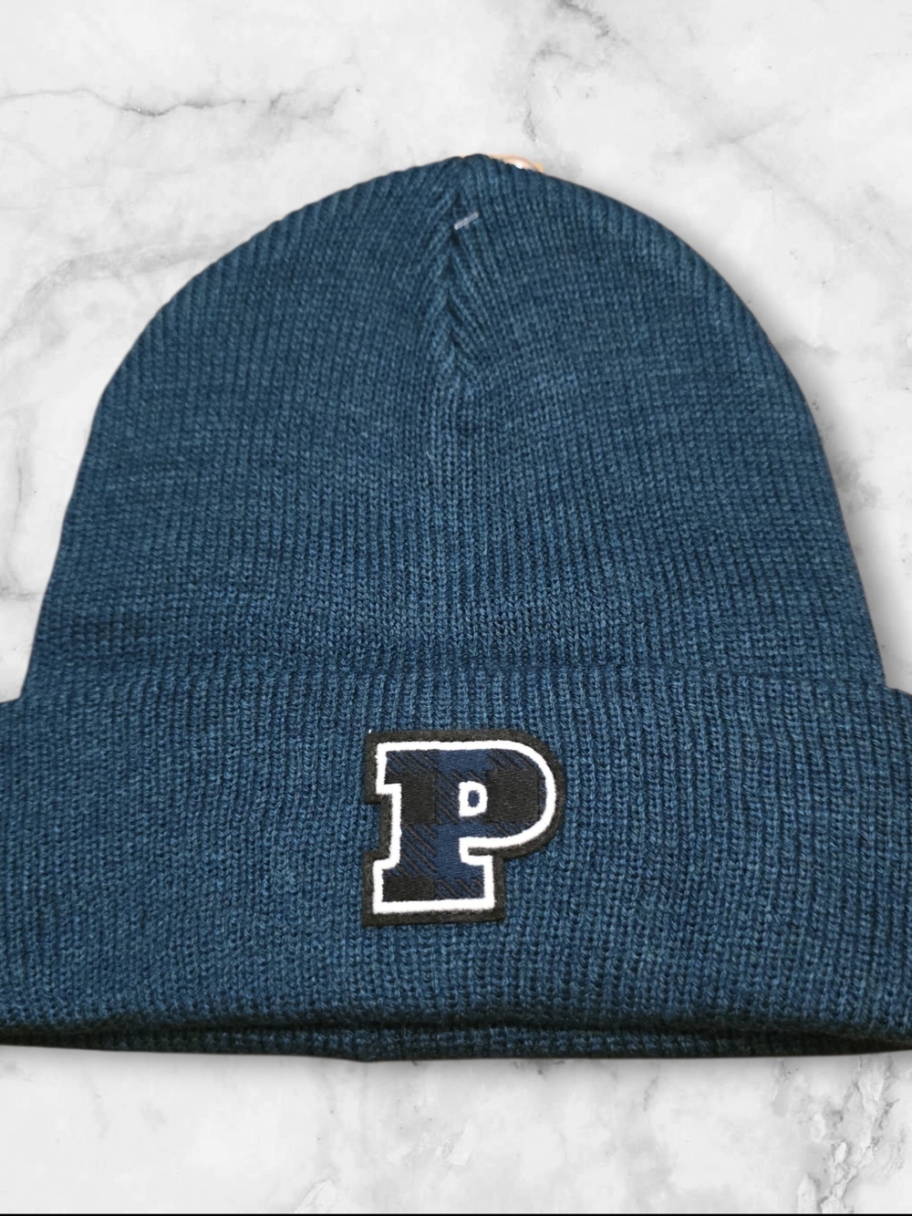 PINK Victoria's Secret Navy Knit Beanie with 'P' Patch
